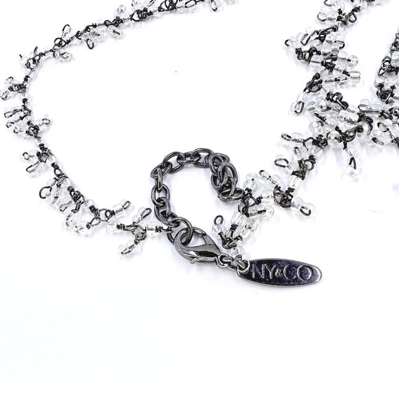 NWOT – BOHO Single Strand Clear AB Seed Bead Fringe Gunmetal Tone 24” Necklace - Picture 6 of 7